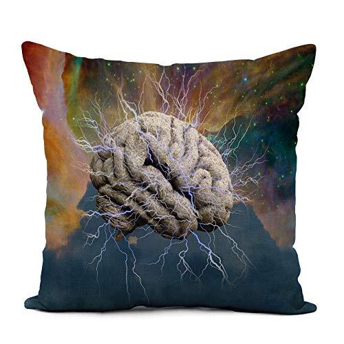 Colorful Electric Brain Pillow Cover 18x18 Inch Psych Outlet