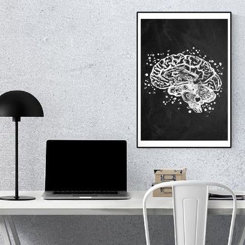 Black & White Brain Anatomy - Wall Art Print Canvas - Psych Outlet