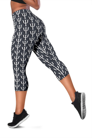 Psi Print 3/4 Leggings - Gray & White - Psych Outlet