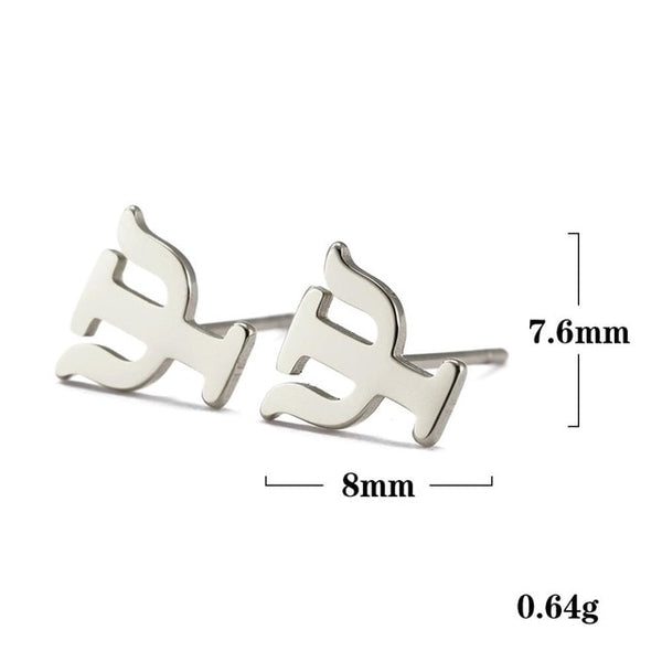 Psi Greek Letter Stainless Steel Stud Earrings - Gold / Silver / Black - Psych Outlet