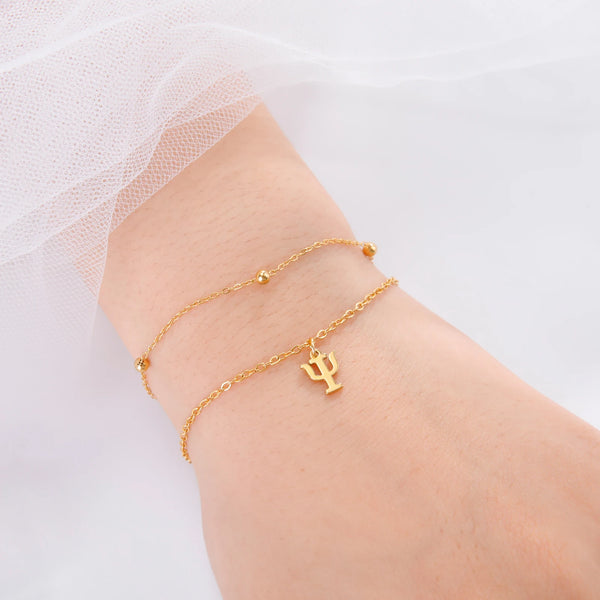 Gold or Silver Psychology Symbol Pendant Necklace, Earrings & Bracelet
