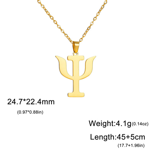 Gold or Silver Psychology Symbol Pendant Necklace, Earrings & Bracelet
