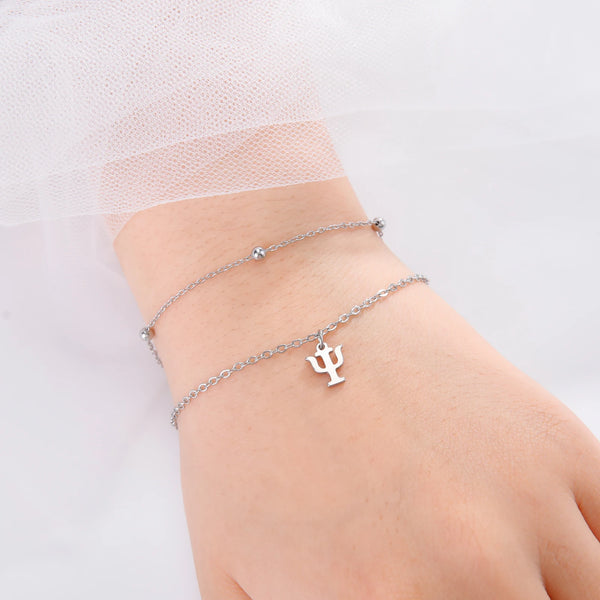 Gold or Silver Psychology Symbol Pendant Necklace, Earrings & Bracelet