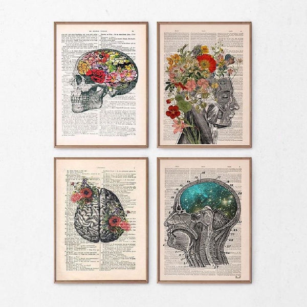 Human Brain & Mind Flower Anatomy - Wall Art Canvas Print - Psych Outlet