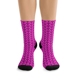Psi Print Single Seam Socks - Hot Pink - Psych Outlet