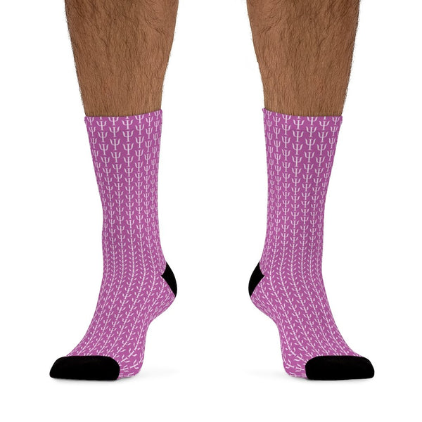 Psi Print Single Seam Socks - Warm Pink - Psych Outlet