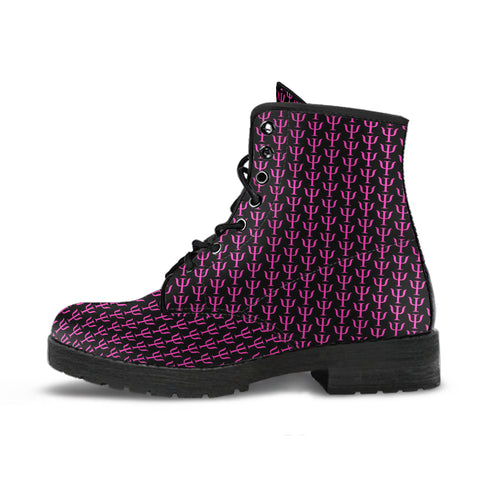 Psi Print Leather Boots - Hot Pink Logo - Psych Outlet