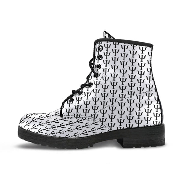 Psi Print Leather Boots - Black on White - Psych Outlet