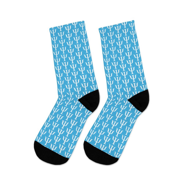 Psi Print Single Seam Socks - Light Blue - Psych Outlet