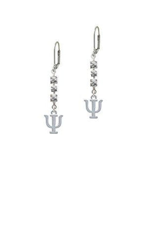 Large Greek Letter - Psi - Crystal Madison Leverback Earrings - Psych Outlet