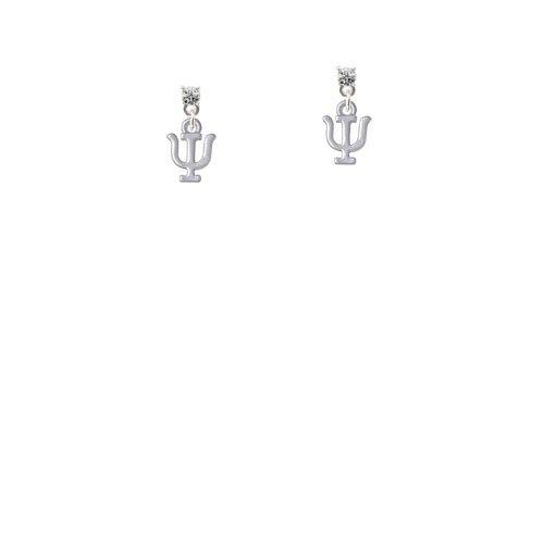Small Greek Letter - Psi - Clear Crystal Post Earrings - Psych Outlet