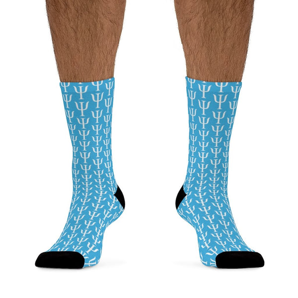 Psi Print Single Seam Socks - Light Blue - Psych Outlet
