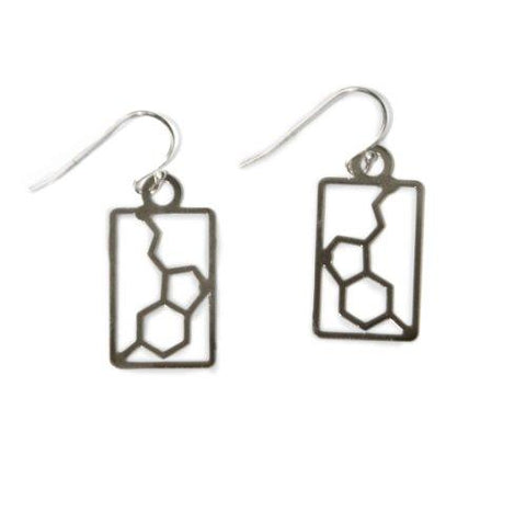 Sterling Silver Dopamine Molecular Structure Earrings - Psych Outlet