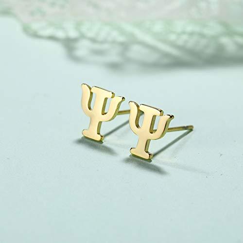Stainless Steel Psi Greek Letter Stud Earrings - Gold - Psych Outlet