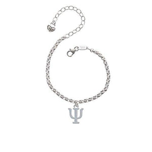 Silvertone Large Greek Letter - Psi - Charm Bracelet, 8" - Psych Outlet