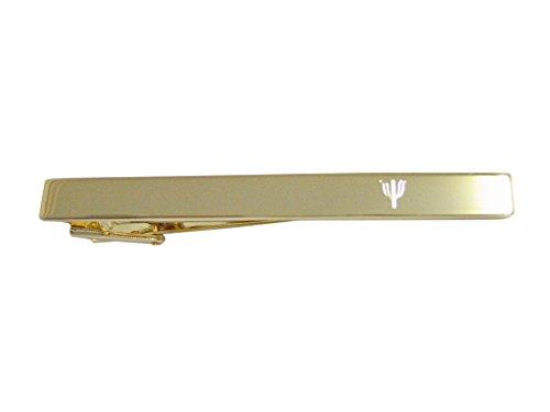 Gold Toned Etched Greek Letter Psi Square Tie Clip - Psych Outlet