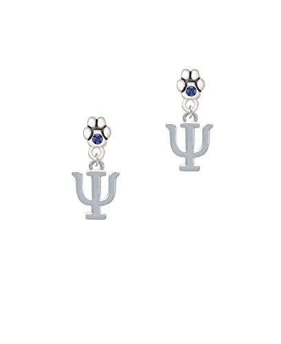 Large Greek Letter - Psi - Blue Crystal Paw Earrings - Psych Outlet