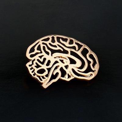Gold, Silver, & Rose Gold Anatomical Brain Pin - Psych Outlet
