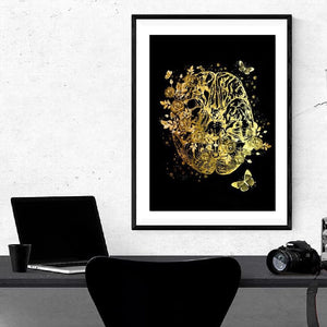 Gold Butterfly Brain Anatomy - Wall Art Canvas - Psych Outlet