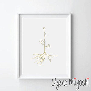 Gold Foil Neuron Art Print - Psych Outlet