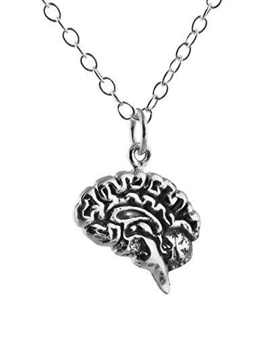 Sterling Silver Anatomical Brain Pendant Necklace - Psych Outlet