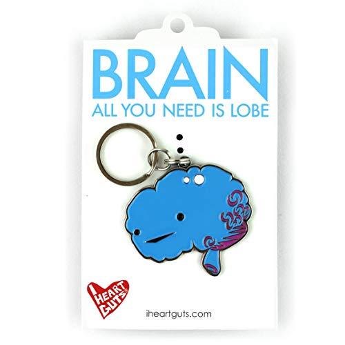 Brain Keychain - All You Need is Lobe - 2" Engraved Enamel Metal Keychain - Psych Outlet