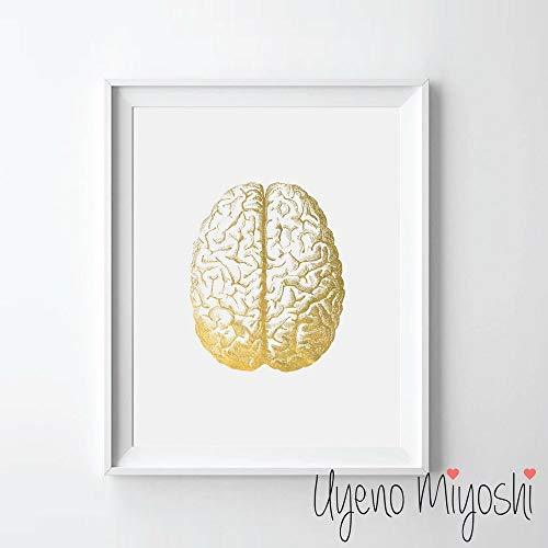 Dorsal View Human Brain Gold Foil Art Print - Psych Outlet