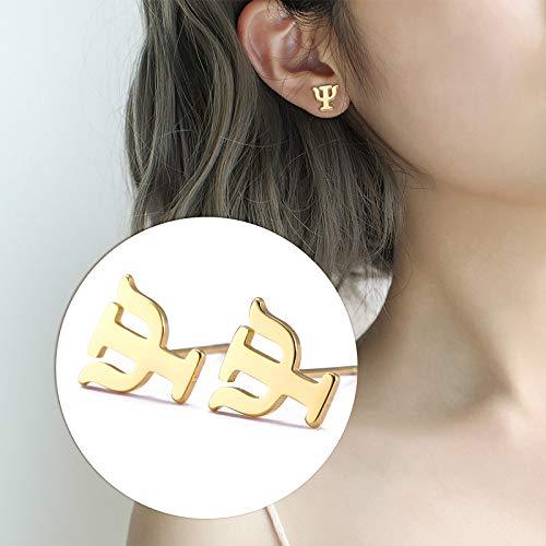 Stainless Steel Psi Greek Letter Stud Earrings - Gold - Psych Outlet