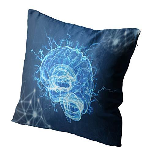 Brain on Blue Pillow Cover - 16x16 Inch - Psych Outlet