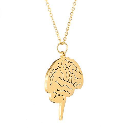 Gold Plated Anatomical Brain Necklace & Pendant 18" - Psych Outlet