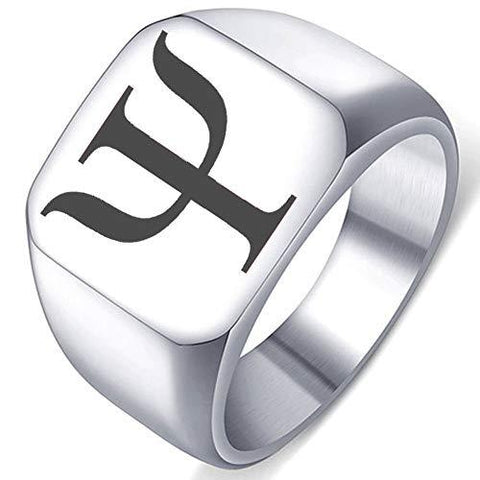 Psi Greek Letter - Psychology Symbol - Stainless Steel Ring - Psych Outlet