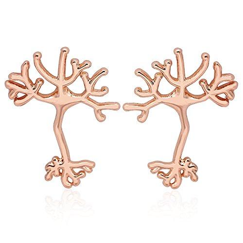 Rose Gold Neuron Stud Earrings - Psych Outlet
