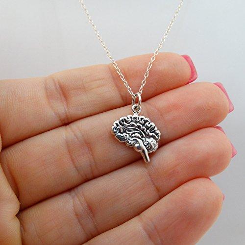 Sterling Silver Anatomical Brain Pendant Necklace - Psych Outlet