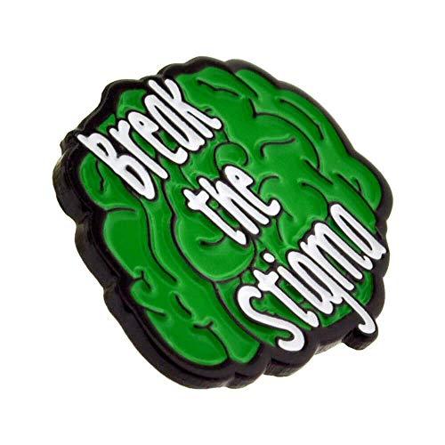 Break The Stigma Green Brain - Mental Health Awareness Enamel Lapel Pin - Psych Outlet