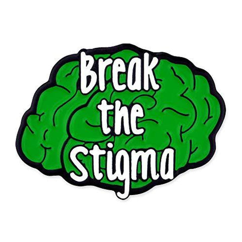 Break The Stigma Green Brain - Mental Health Awareness Enamel Lapel Pin - Psych Outlet