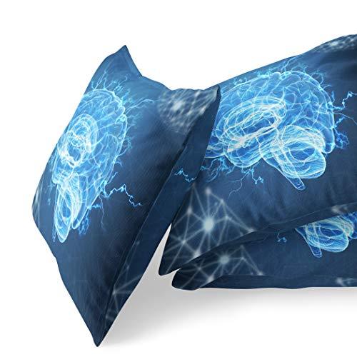 Brain on Blue Pillow Cover - 16x16 Inch - Psych Outlet