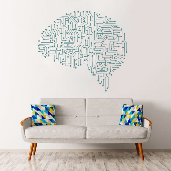 Computer Circuit Brain - Vinyl Wall Art Decal - Psych Outlet