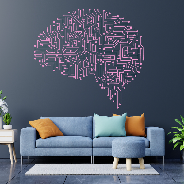 Computer Circuit Brain - Vinyl Wall Art Decal - Psych Outlet