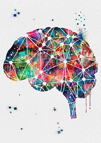Geometric Brain Anatomy - Watercolor Canvas Wall Print - Psych Outlet