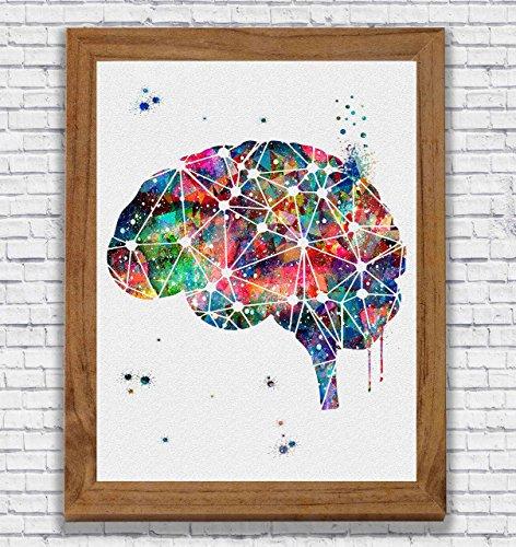 Geometric Brain Anatomy - Watercolor Canvas Wall Print - Psych Outlet