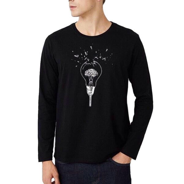Men’s Broken Brain Bulb Long Sleeve Cotton T-Shirt - Psych Outlet