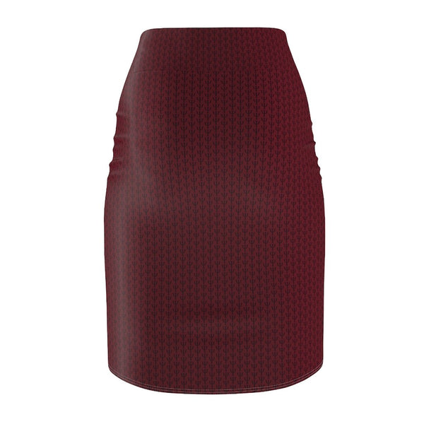 Psi Print Women's Pencil Skirt - Maroon - Psych Outlet