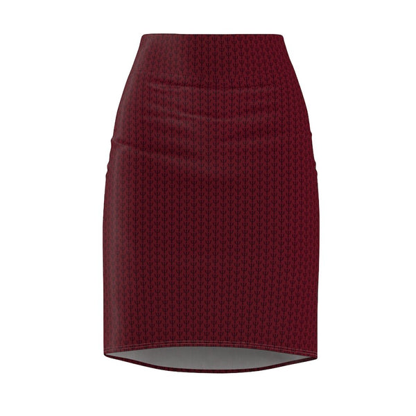 Psi Print Women's Pencil Skirt - Maroon - Psych Outlet