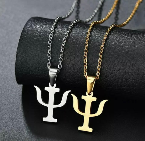 Psi Psychology Symbol Necklace & Pendant - Gold or Silver - Psych Outlet