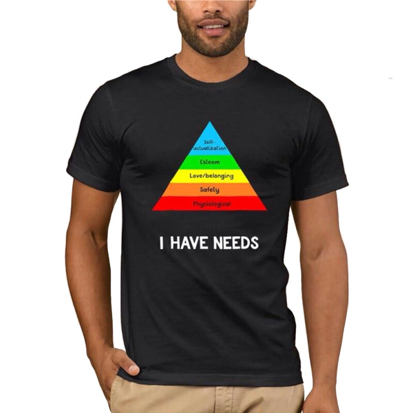 Men’s Funny Hierarchy Of Needs Psychology T-Shirt - 100% Cotton - Psych Outlet