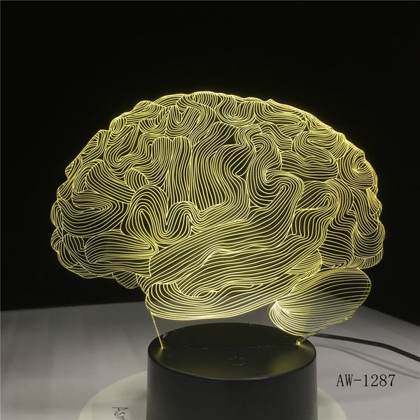 3D Illusion Brain LED Desk/Night Lamp With 7 Color Change & Touch Switch