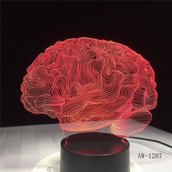 3D Illusion Brain LED Desk/Night Lamp With 7 Color Change & Touch Switch
