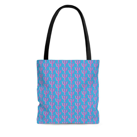 Psi Print Tote Bag - Light Blue/Pink - Psych Outlet