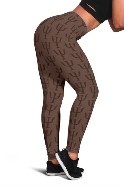 Psi Print Leggings - Brown Large Print - Psych Outlet