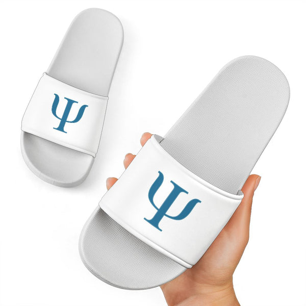 Psi Symbol Slide Sandals - White - Psych Outlet
